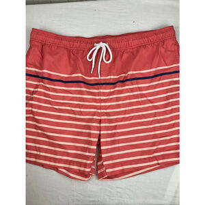 Men’s Amazon Essentials Swim Trunks Size XXL Peach Striped Elastic Waist EUC